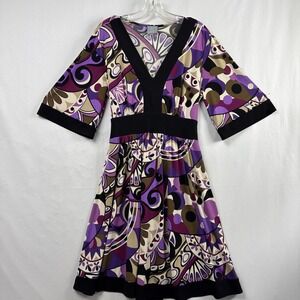 Y2K Rabbit Rabbit Rabbit Vintage Dress 14 Baby Doll V-neck Stretch Fit Flare